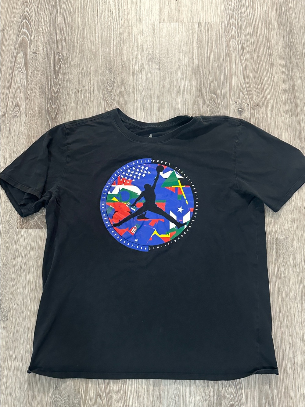 Black Jordan Jumpman Graphic Tee - Multicolor Logo Sz XL